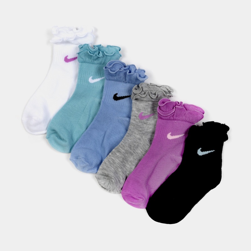 Ruffle 6 Pack Ankle Grade School Socks (Cobalt Bliss/White)