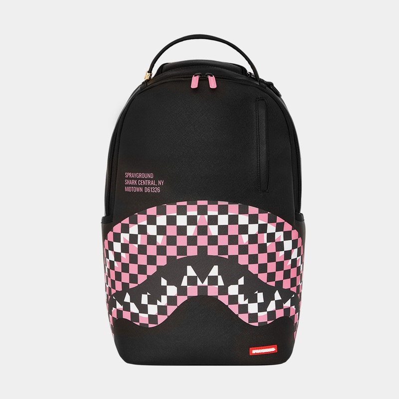 Shark Central Check Sorbet Mens Backpack (Black/Pink)