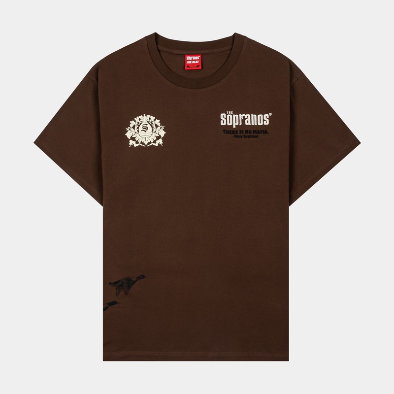 SP x Sopranos Birds Mens Short Sleeve Shirt (Brown/Black)