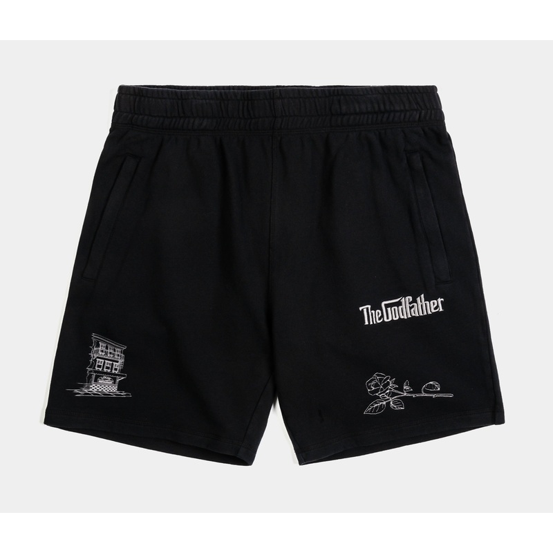 SP x The Godfather Embroidered Fleece Mens Shorts (Black/Grey)